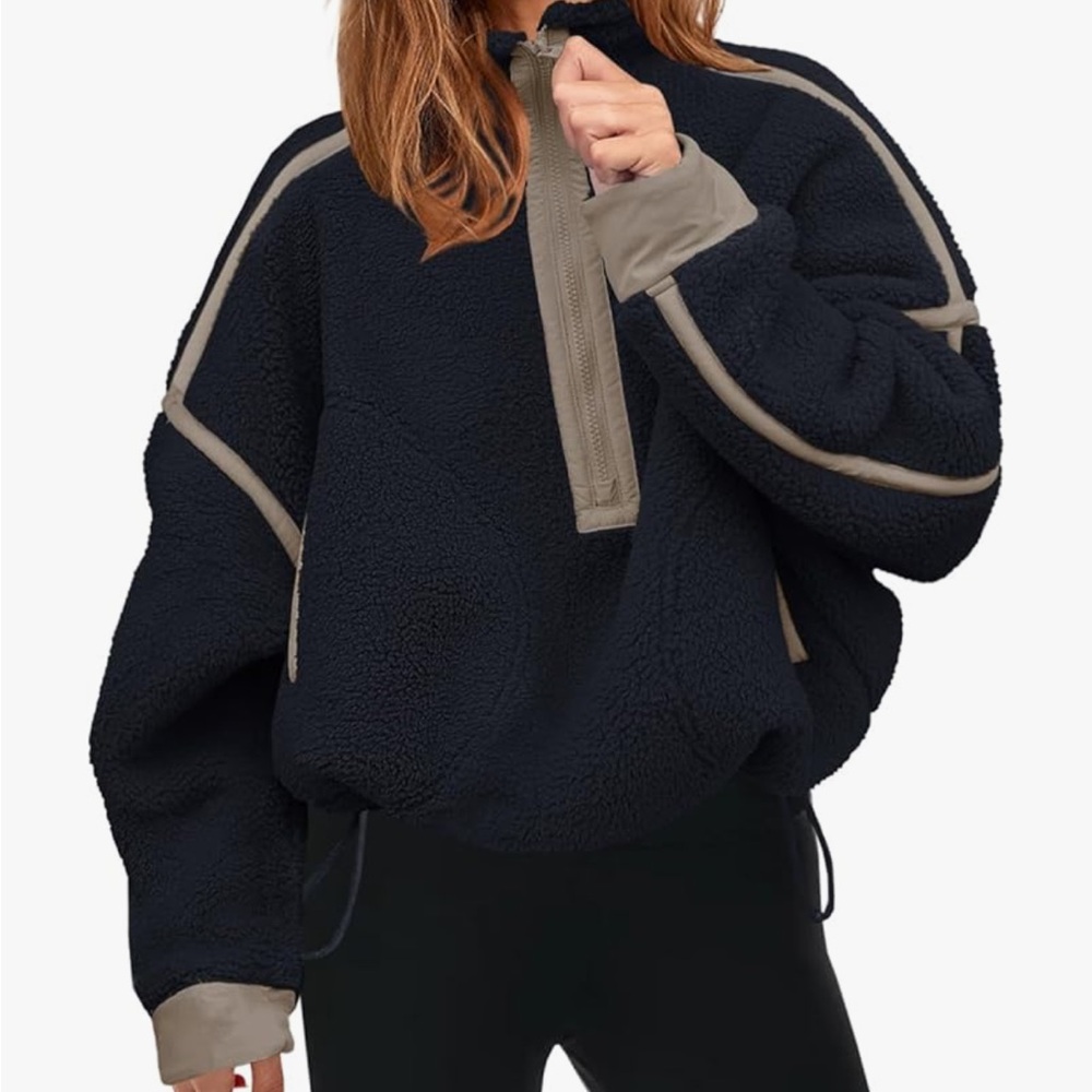 Navy Sherpa Half Zip Fleece